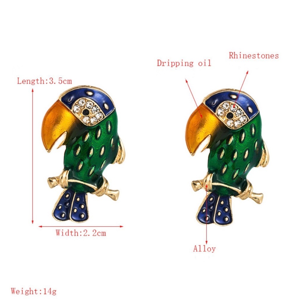 Any 2/$20! Gold/Green/Blue Parrot Earrings - Picture 5 of 7